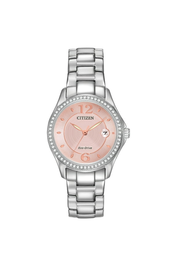 Women's Eco Drive Swarovski Crystal Pink Face Watch FE1140-86X