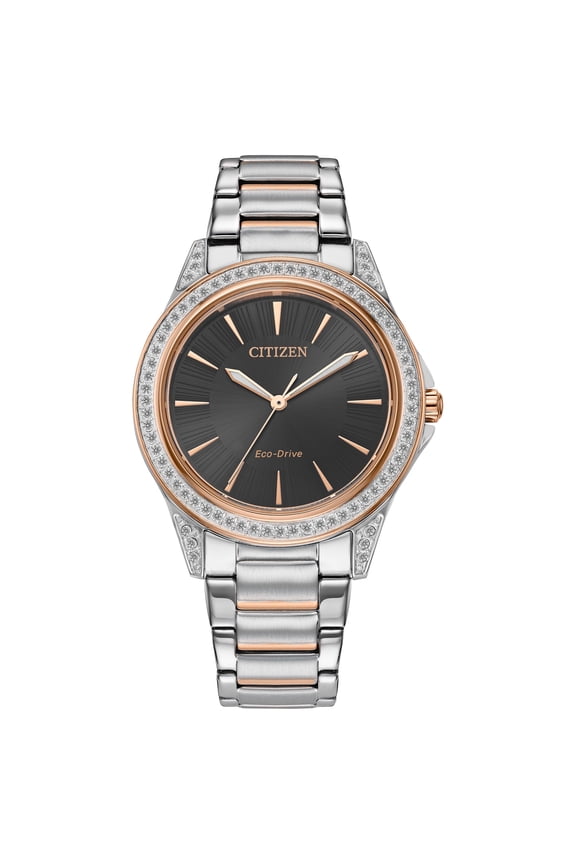 Women's Eco-Drive Two-Tone Crystal Accented Stainless Steel Watch - EM0946-58E