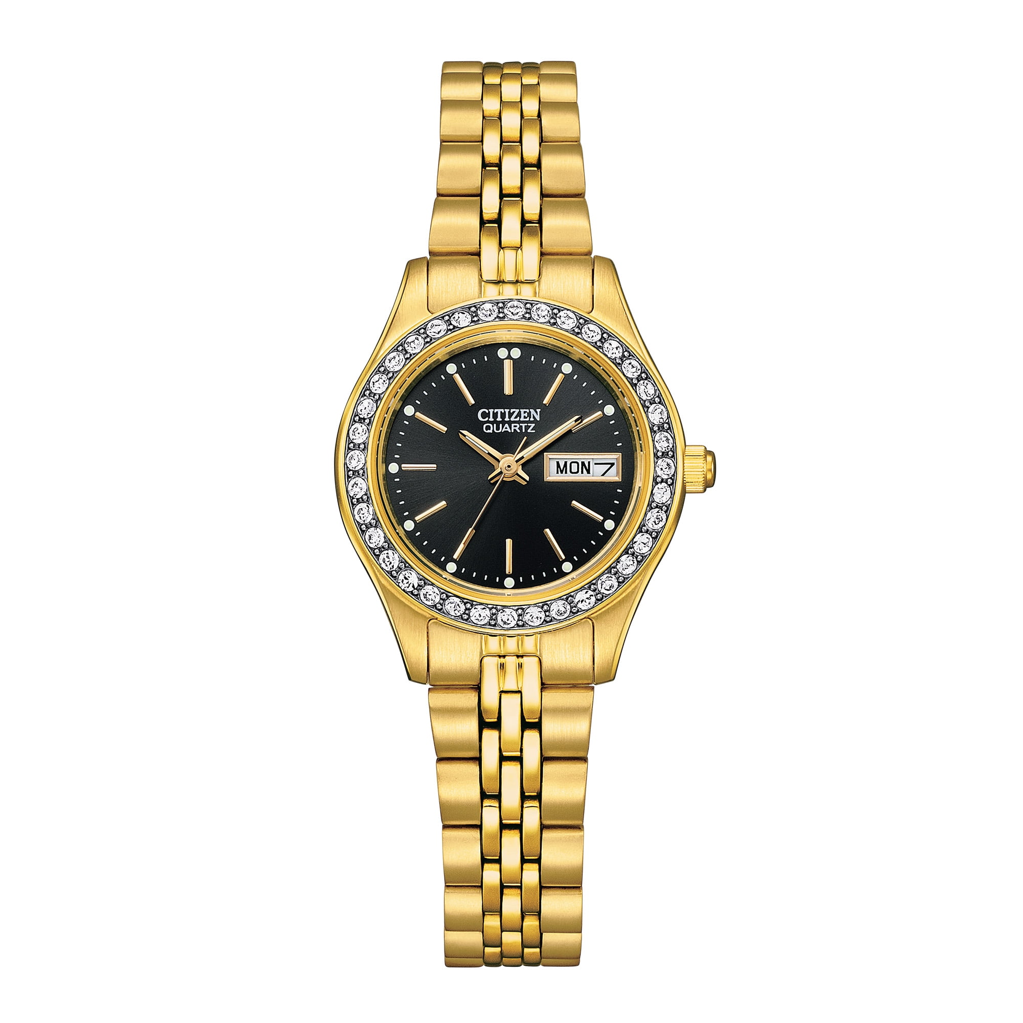 Citizen Women\'s Quartz Gold-Tone Crystal Accent Stainless Steel Bracelet  Watch EQ0532-55E