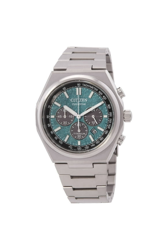 Zenshin Super Titanium Chronograph Green Dial Eco-Drive CA4610-85X 100M Men's Watch