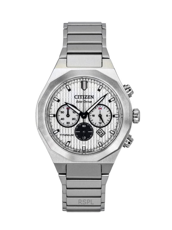 Zenshin Chronograph Super Titanium White Dial Eco-Drive CA4690-51A 100M Men's Watch