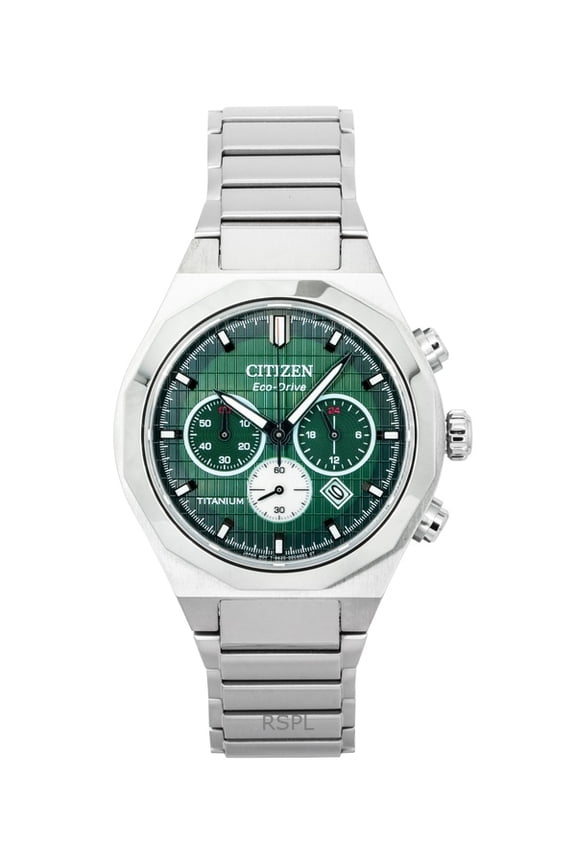 Zenshin Senkei Chronograph Super Titanium Green Dial Eco-Drive CA4691-59X 100M Men's Watch