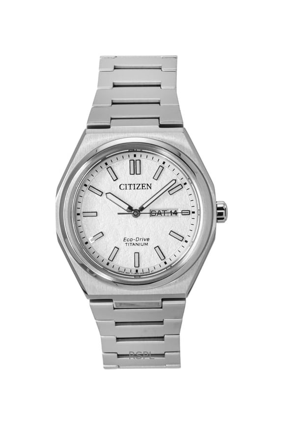 Zenshin Super Titanium White Dial Eco-Drive AW0130-85A 100M Men's Watch