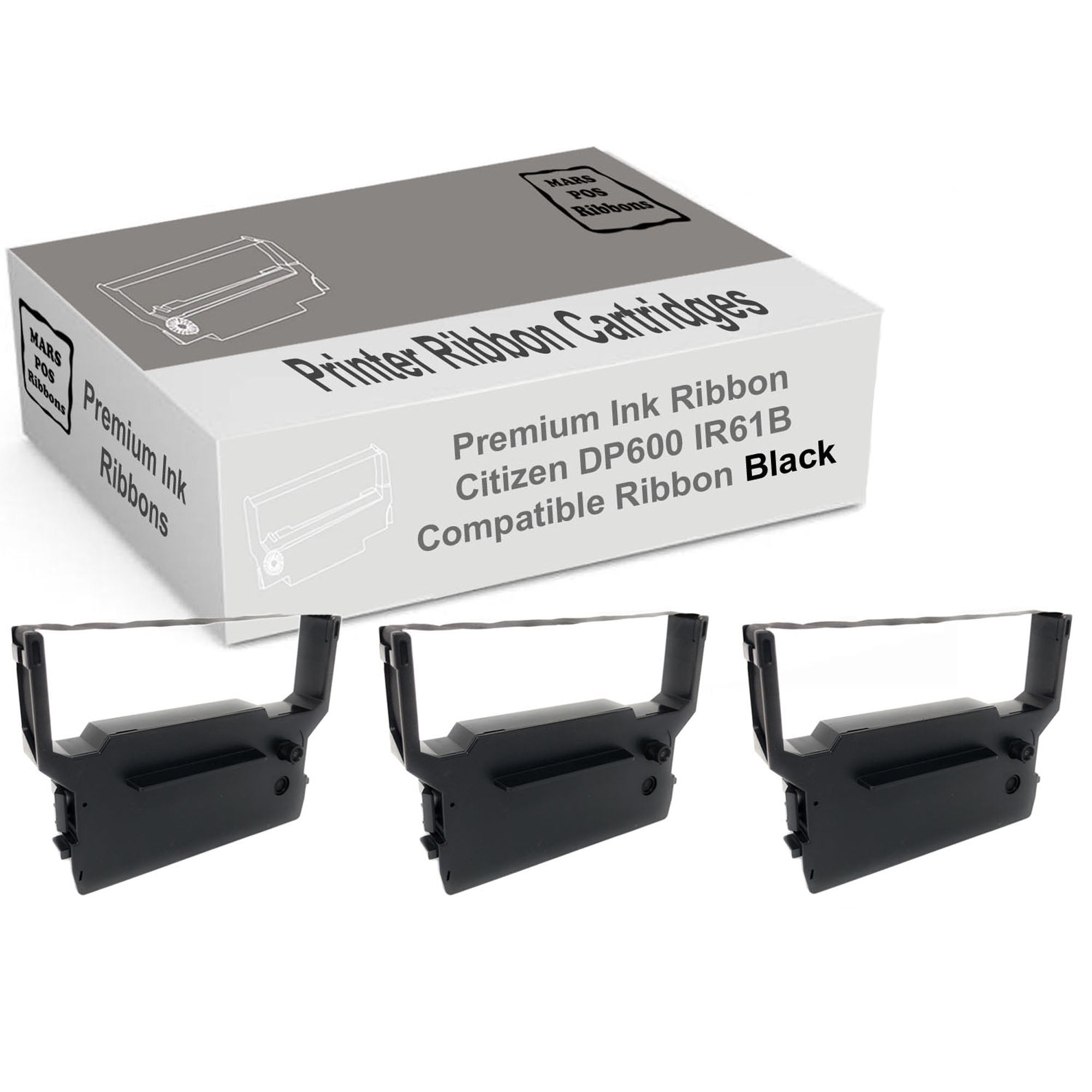 Citizen iDP 3550 Black Printer Ribbon 3 Pack Compatible for Citizen DP600 IR61B