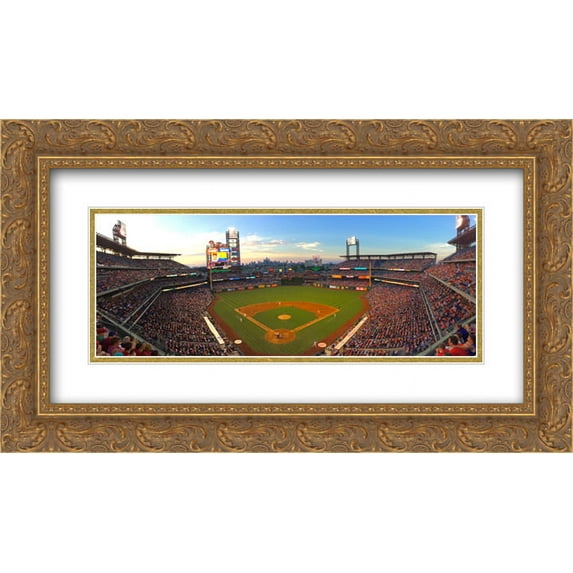 Citizens Bank Park 2x Matted 24x14 Gold Ornate Framed Art Print from the Stadium Series