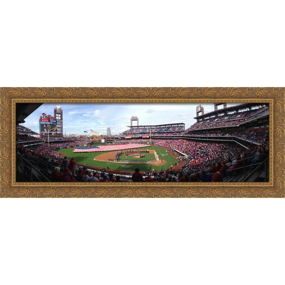 Citizens Bank Park 40x16 Large Gold Ornate Wood Framed Canvas Art - Home of the Philadelphia Phillies