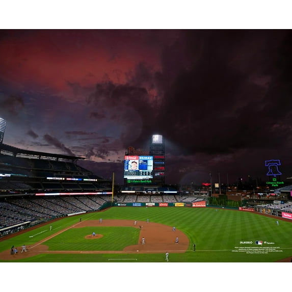 Philadelphia Phillies Unsigned Citizens Bank Park Nighttime Baseline View Photograph