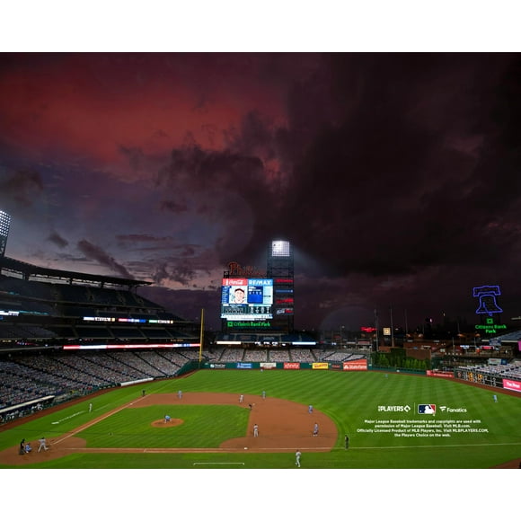 Citizens Bank Park Philadelphia Phillies Unsigned Nighttime Baseline View Photograph