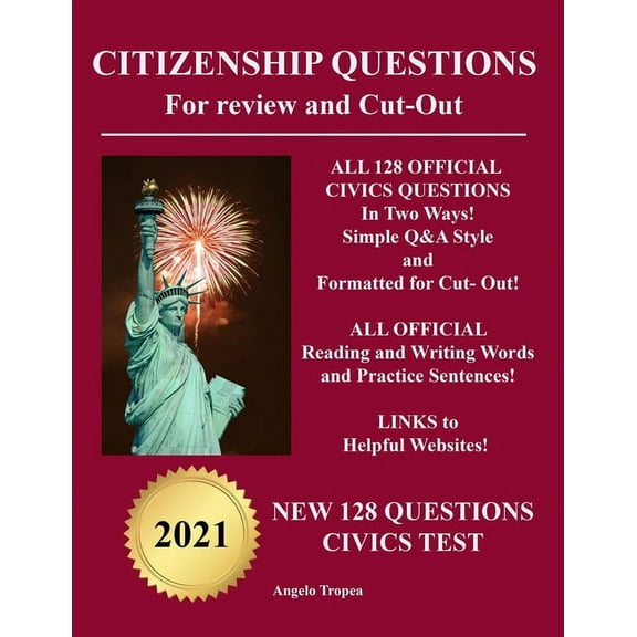 Citizenship Questions For Review And Cut-Out : New 128 Questions Citizenship Test (Paperback)