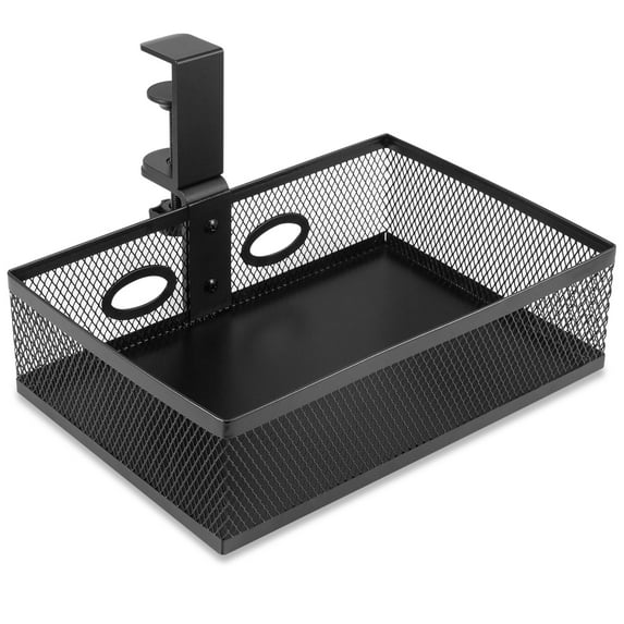 Citqueo 【360 degree rotation】 under desk drawer Clamp-on Swivel Alloy Steel Drawer Hidden Desktop Organizer Pen Holder Easy to Instal/High capacity/desk drawer desk accessories (Black)