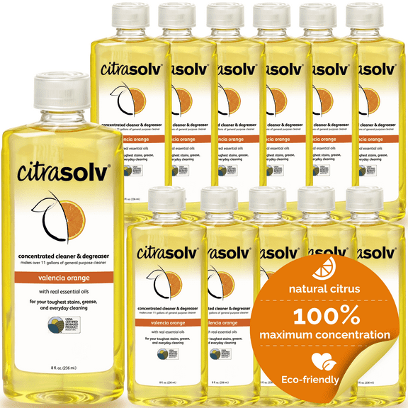 Citra Solv Concentrated Cleaner & Degreaser - Valencia Orange Scent, 8 fl oz, 12 Count