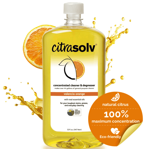 Citra Solv Concentrated Cleaner & Degreaser, Indoor Household Cleaner, Natural Orange Oil, 32 fl oz, 6 Count