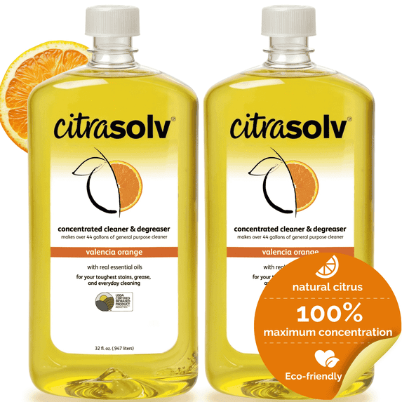 Citra Solv Organic Valencia Orange Cleaner & Degreaser, USDA Biobased Certified, 32 fl oz, 2 Count