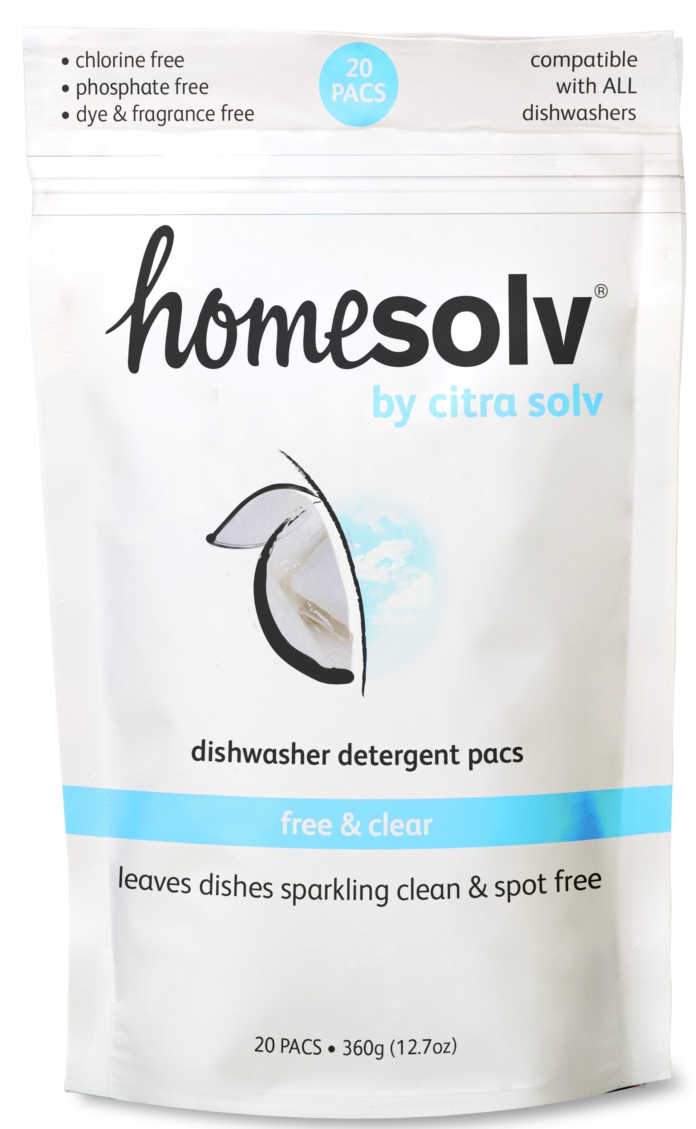 Citra Solv Homesolv Concentrated Dishwasher Detergent Pacs, Non-Scented, 20 Count, 1 Pack