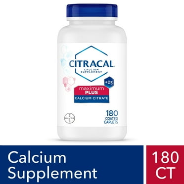 Citracal Maximum Plus Calcium Supplement, Calcium with Vitamin D3, Coated Caplets, 180 Count