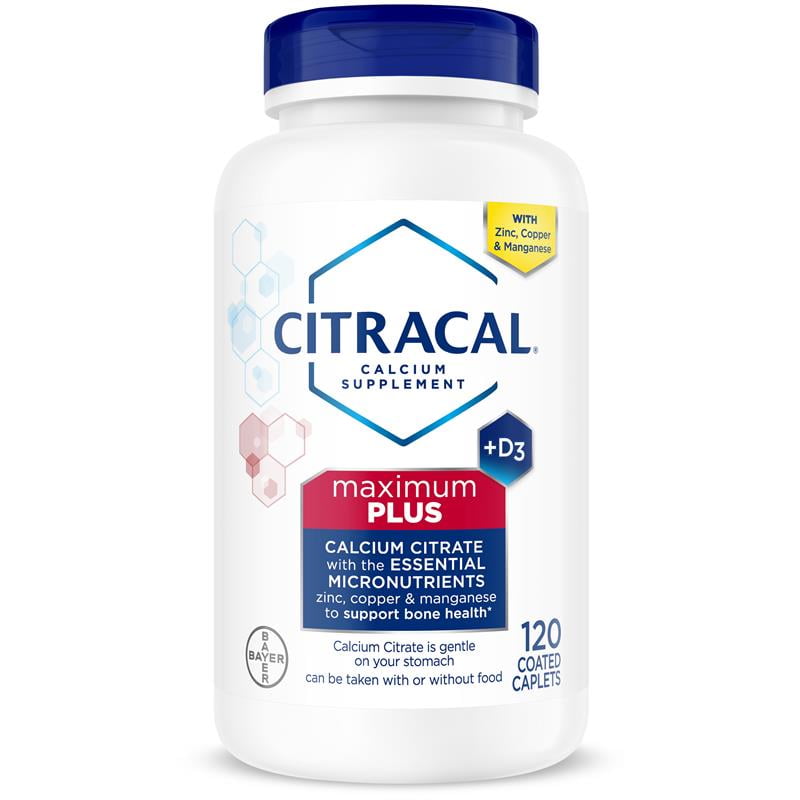 Citracal Maximum Plus Calcium Supplement, Calcium with Vitamin D3, Bone Health Support, 120 Caplets