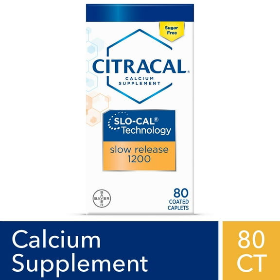 Citracal Slow Release 1200 Calcium With Vitamin D3, Caplets, 80 Count