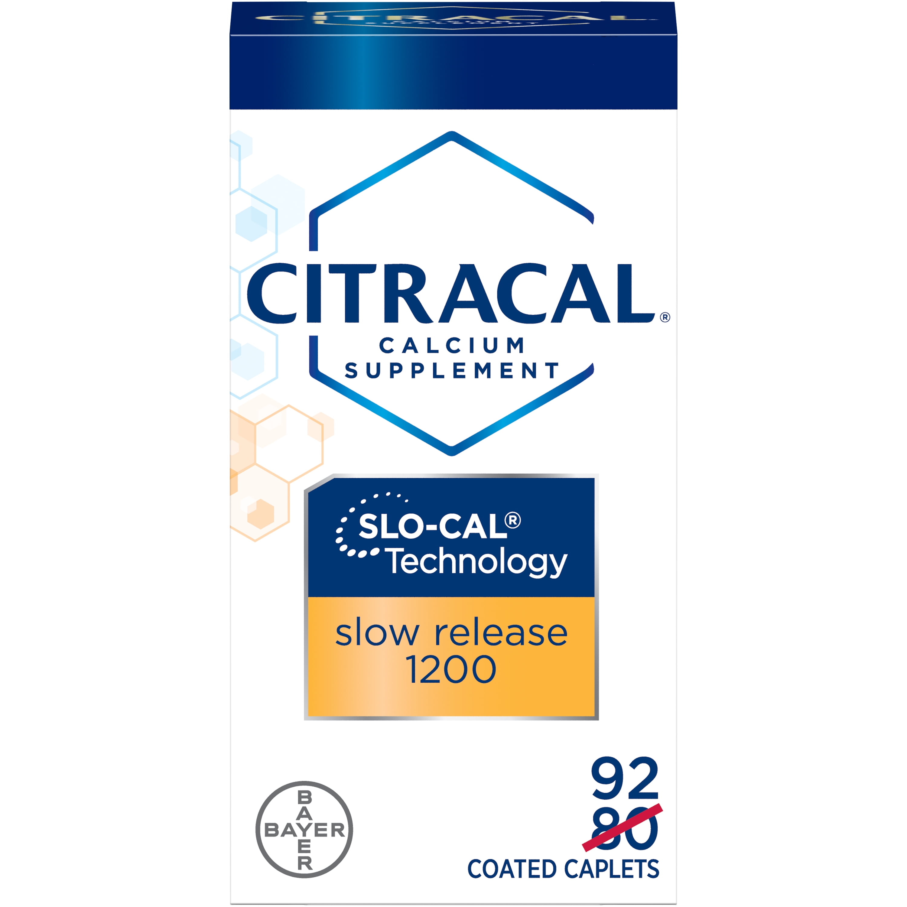 Citracal Slow Release 1200 Calcium With Vitamin D3, Caplets, 92 Count