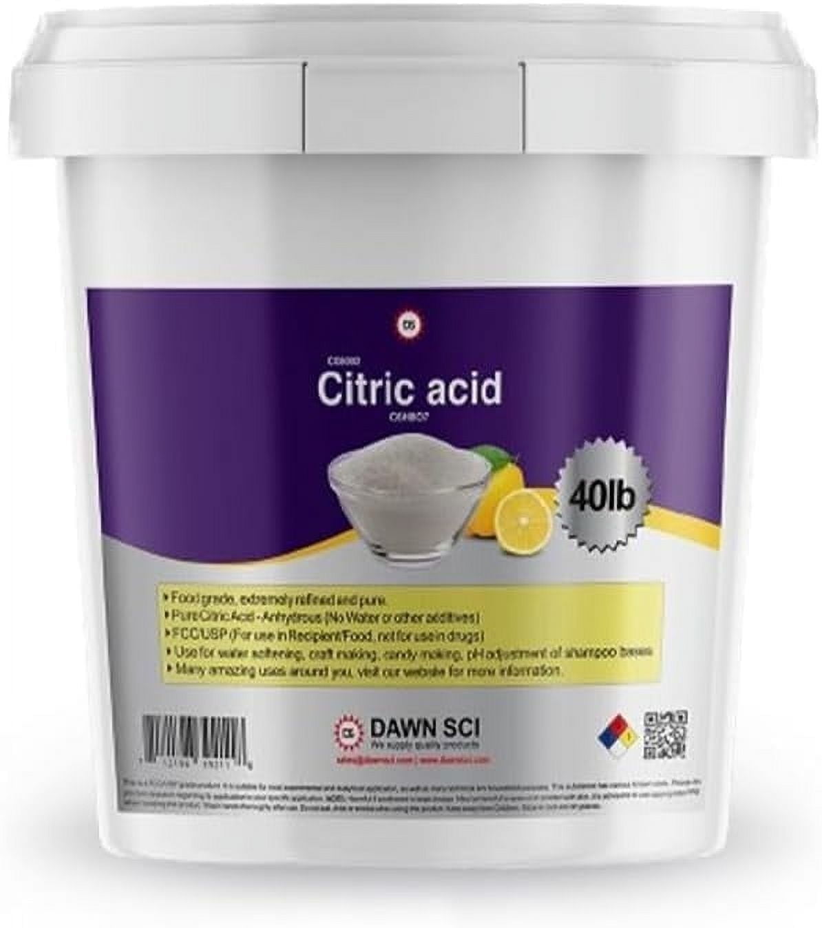 DAWN SCI Citric Acid, 40 lb Premium Natural Quality, Food Additive