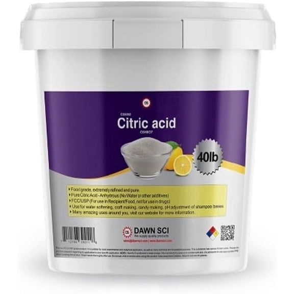DAWN SCI Citric Acid, 40 lb Premium Natural Quality, Food Additive