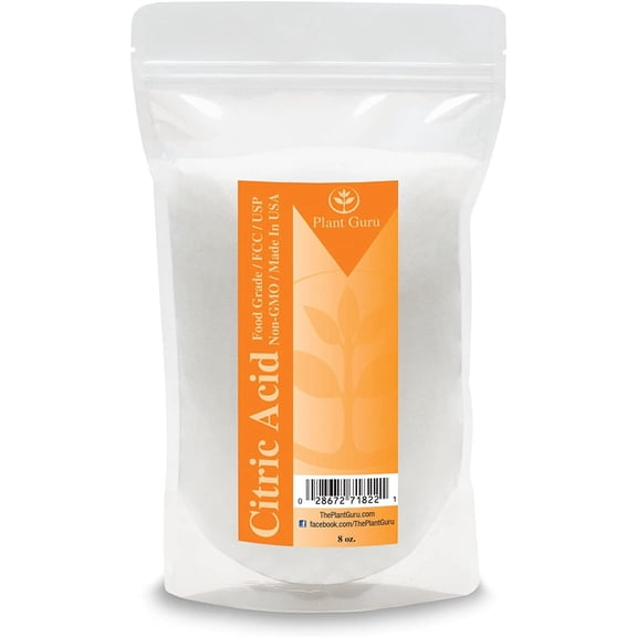 Citric Acid Powder 8 oz. 100% Pure Food Grade, Kosher, NON-GMO, For Cooking, Baking, Cleaning, Bath Bomb and Soap Making.