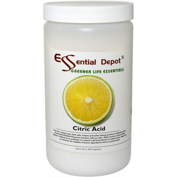 Citric Acid Powder - Anhydrous - 32 oz 2 lbs in a Quart Container - Food Grade - in a Safety Sealed HDPE Wide Mouth Container with a resealable lid