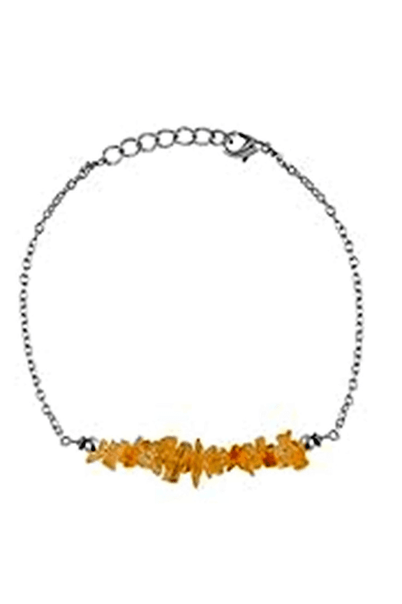Citrine 3-5mm Nugget Chips Shape Rough Cut Beads 7 inch Adjustable Silver Plated Clasp Bracelet for men, women, unisex. Link Chain Stacking Bracelet.|LINK_02095