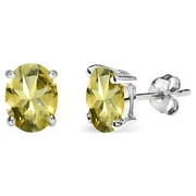 DESIGNS BY FMC Amethyst 6x4mm Oval-Cut Solitaire Sterling Silver Stud Earrings