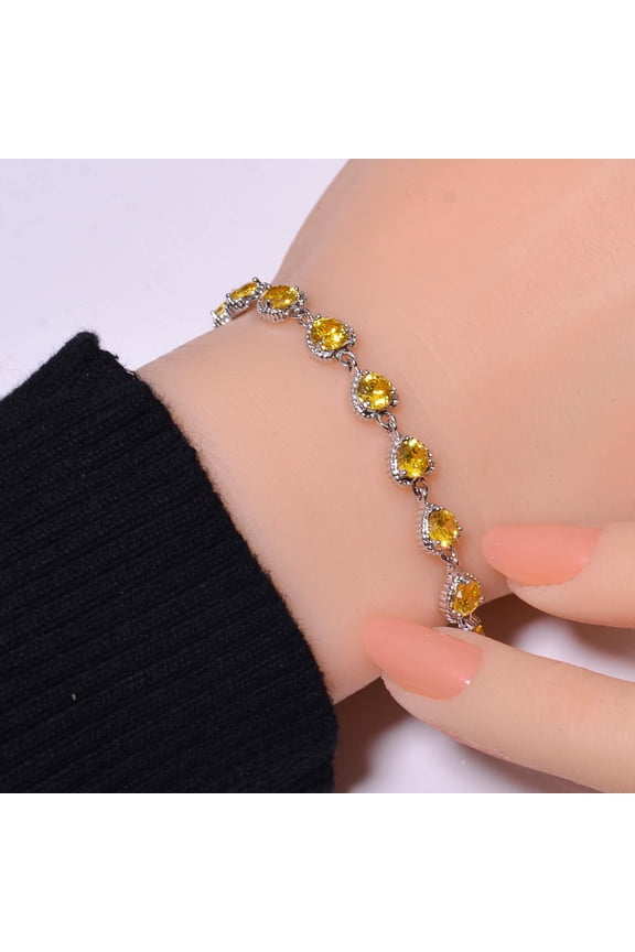 Citrine 925 Sterling Silver Tennis Bracelet 7.99" B_9730_694_18, New Year Sale, Valentin's Day Gift