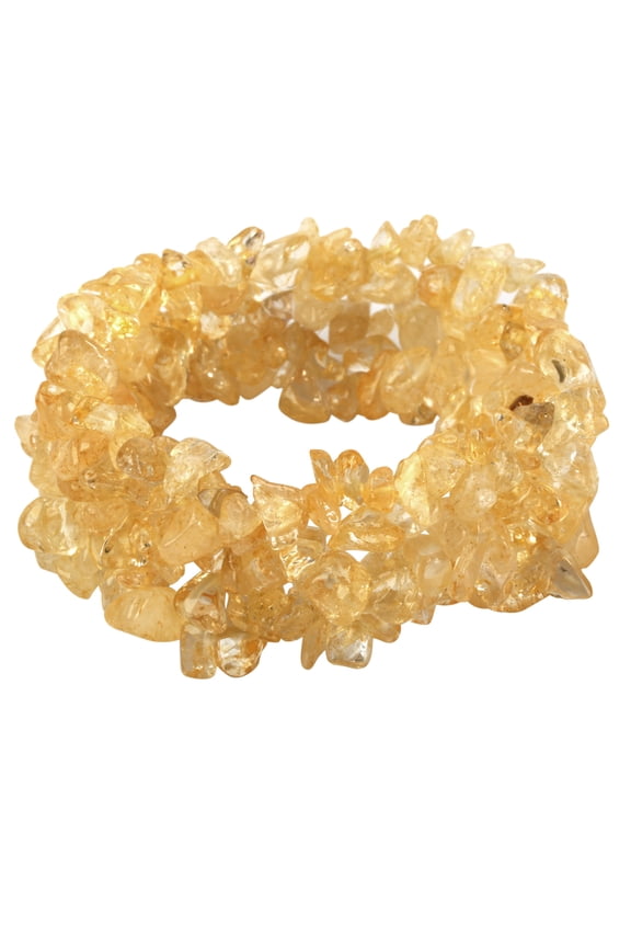 Citrine Chips Chunky Stretch Bracelets for Women Teen Girls Fit Wrist Circumference 6.5 to 8 inch