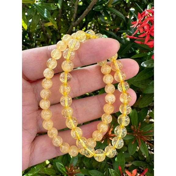 Citrine Crystal Bead Bracelet 6-7mm, Wholesale Genuine Citrine Stretch Gemstone Bracelet, Gift for Men & Women (1)