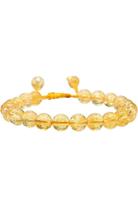 Citrine Crystal Bracelet - 8mm Beaded Bracelet and Healing Stones