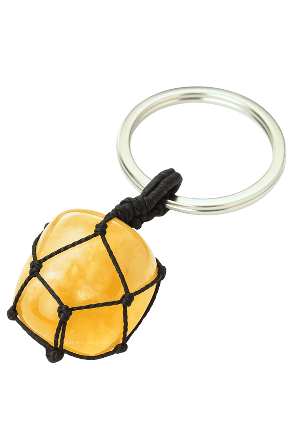 Citrine Crystal Car Key Holder, Tumbled Crystal Keychain