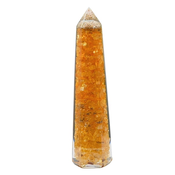 Citrine Crystal Orgonite Tower Obelisk Point ("4.5" INCH)