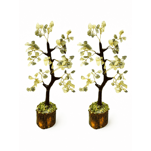 Citrine Crystal Tree Set of 2 – Handmade Healing Bonsai Decor