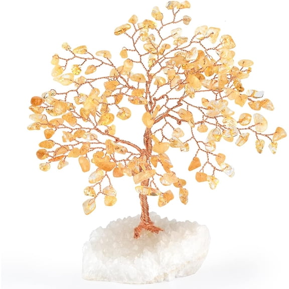 Citrine Crystal Tree of Life with Clear Quartz Cluster Base 5.5 to 6.3 Inches