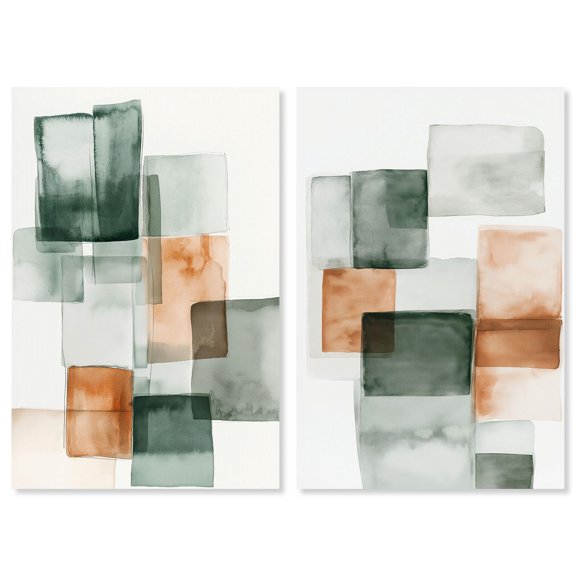 Citrine Cubes Set Canvas Set of 2 Trendy Art Prints by Art Remedy, Gallery Wrapped, 10 x 15