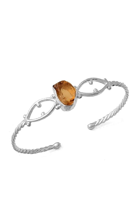 Citrine Cuff Bracelet for Women Handmade Adjustable Raw Gemstone Bangle Natural Crystal Jewelry November Birthstone Gift Boho Chic Statement Bracelet