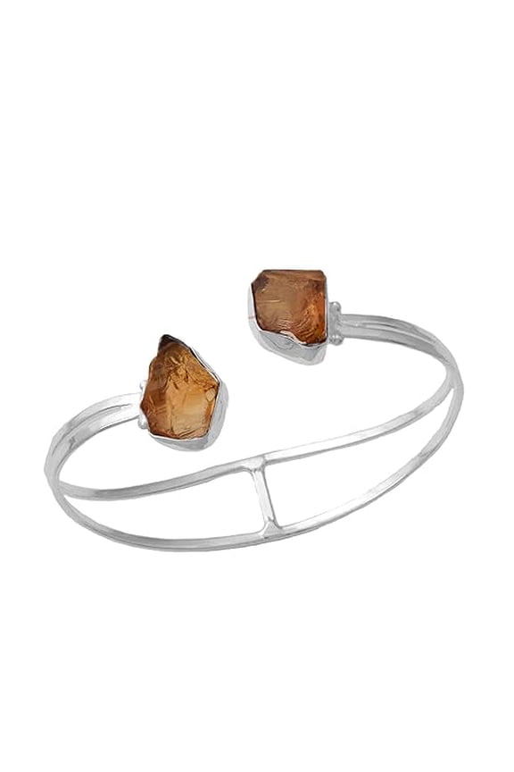 Citrine Cuff Bracelet for Women Handmade Adjustable Raw Gemstone Bangle Natural Crystal Jewelry November Birthstone Gift Boho Chic Statement Bracelet