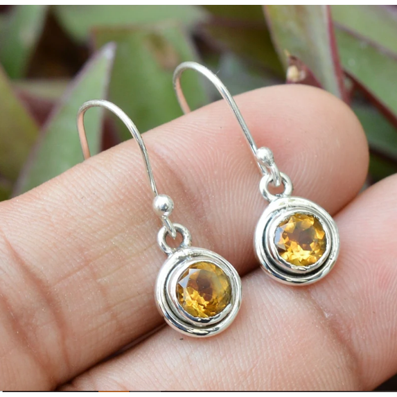 Citrine Earring, Birthstone Jewelry, Silver Jewelry, 925 Sterling Silver, Women Earring