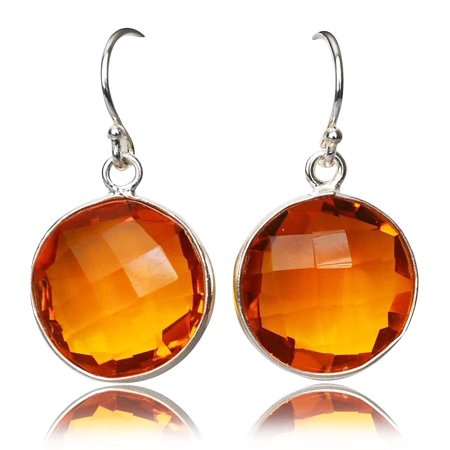 Citrine Earrings, November Birthstone Earrings, Birthday Earrings, Sterling Silver or 14K Gold Fill, Round Birthstone, Wife Gift, Bridesmaid Gift