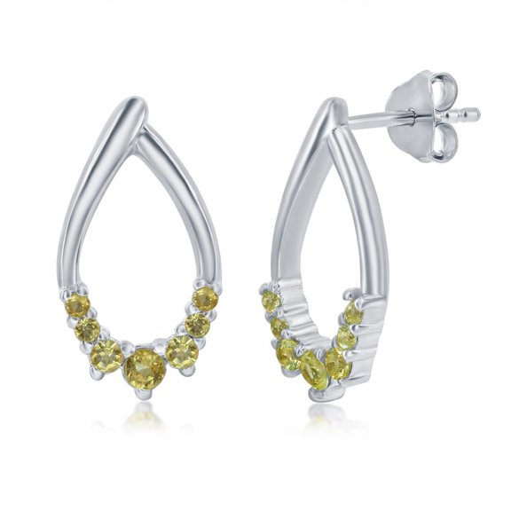 Citrine Gemstone Pear-Shaped Stud Earrings | Sterling Silver Jewelry for Women or Teens