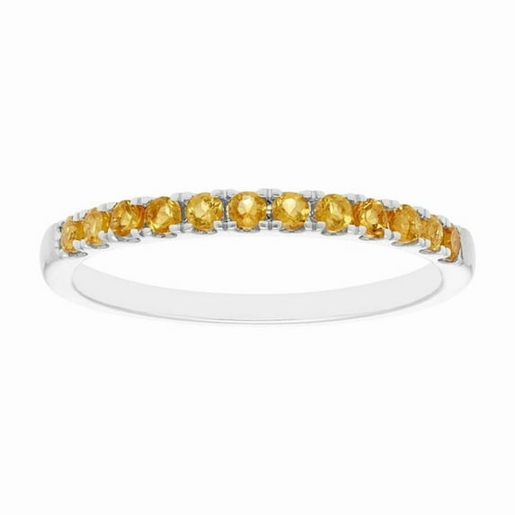 Citrine Gemstone Ring, 925 Sterling Silver 0.26 Ctw Yellow Citrine Gemstone Stackable Wedding Ring, Women Engagement Eternity Ring, Gift For Her