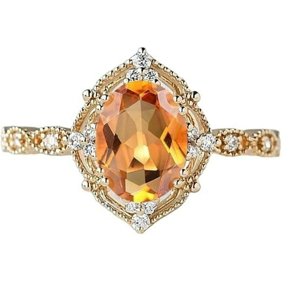 Citrine Gemstone Ring, Natural Citrine Tiny Ring, CZ Ring, November Birthstone, Womens Ring, 925 Sterling Silver, Dainty Ring, Birthday Gift, Minimal Ring, Stacking Ring, Christmas, Wedding Ring