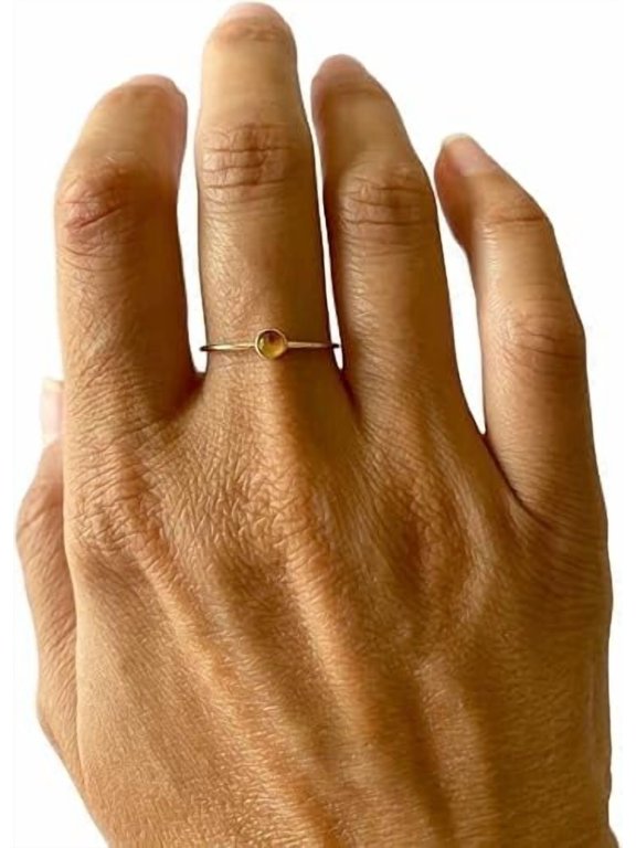 Citrine Gemstone Ring, Natural Citrine Tiny Ring, November Birthstone, Womens Ring, Gold Micron Ring, 925 Sterling Silver, Fine Jewelry, Dainty Ring, Minimal Ring
