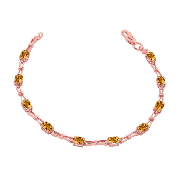 Citrine Gemstone Tennis Bracelet In Rose Gold