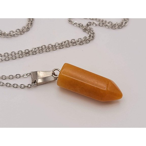 Citrine Healing Crystal Point Necklace Silver tone Citrine