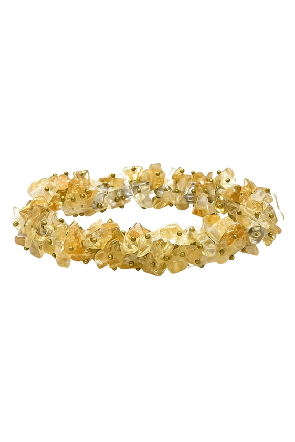 Citrine Natural Chips Bracelet - Crystal Chip Stretch Bracelet and Healing Stones (Fuse Wire)