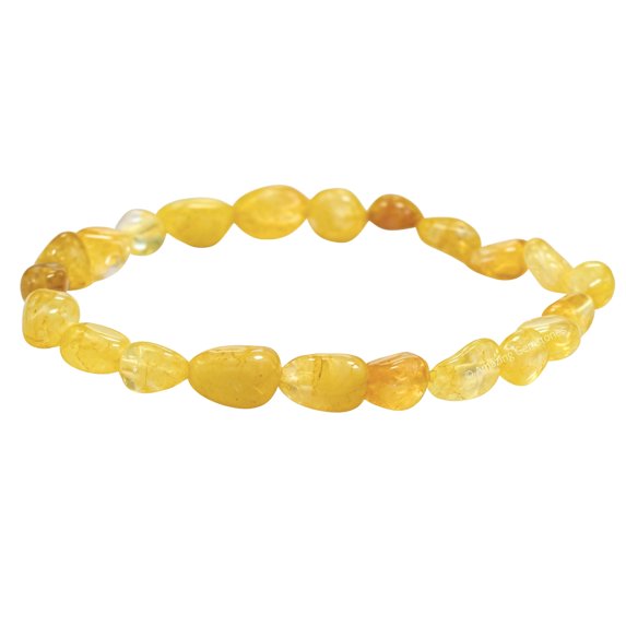Citrine Natural Gemstone Bracelet - Tumble Bead Stretch Bracelet and Healing Stones
