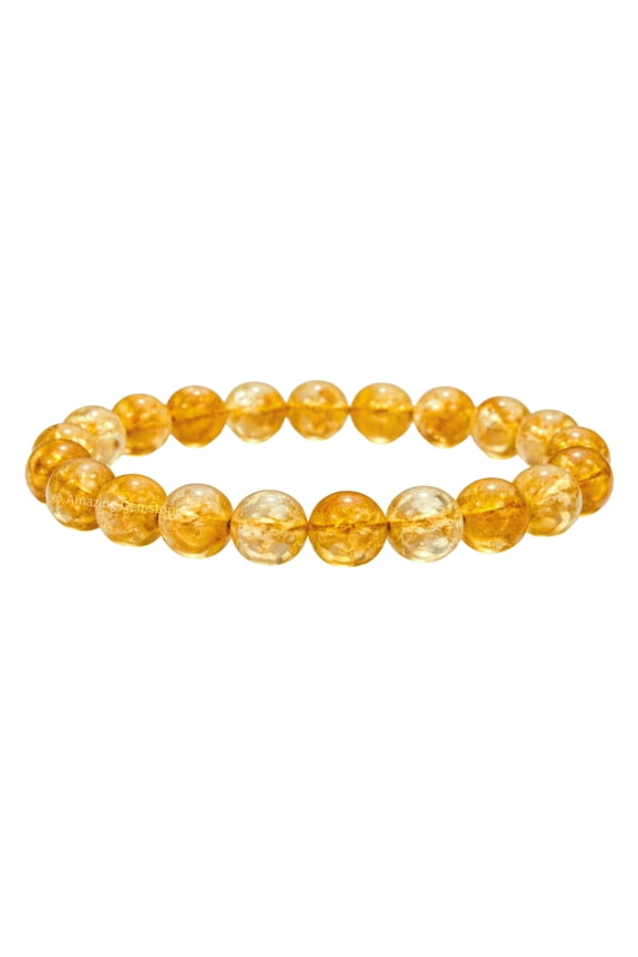 Citrine Onyx Bracelet  8mm Beaded Gemstone for Men & Women (Stretchable)